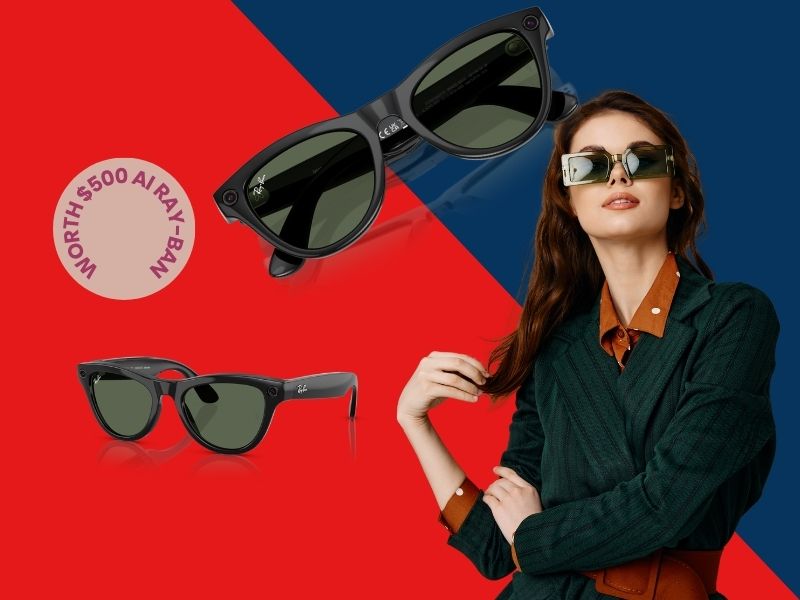 Ray-Ban sunglasses on a colorful background